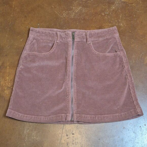 American Eagle Super Stretch Super Hi-Rise Corduroy Skirt 6 Mauve Front Full Zip - Picture 1 of 7